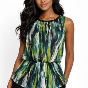 Melanie Lyne Women Sleeveless Blouse XL Abstract Print Like New